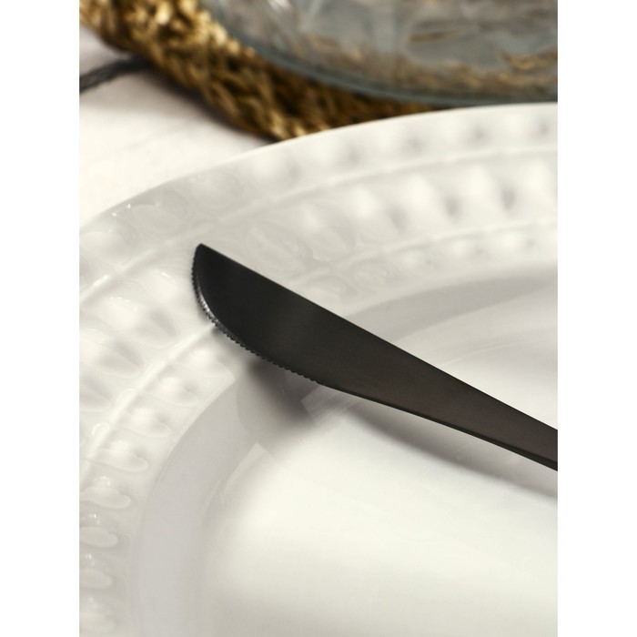 фото Нож столовый из нержавеющей стали magistro «фолк», длина 22 см, цвет чёрный
