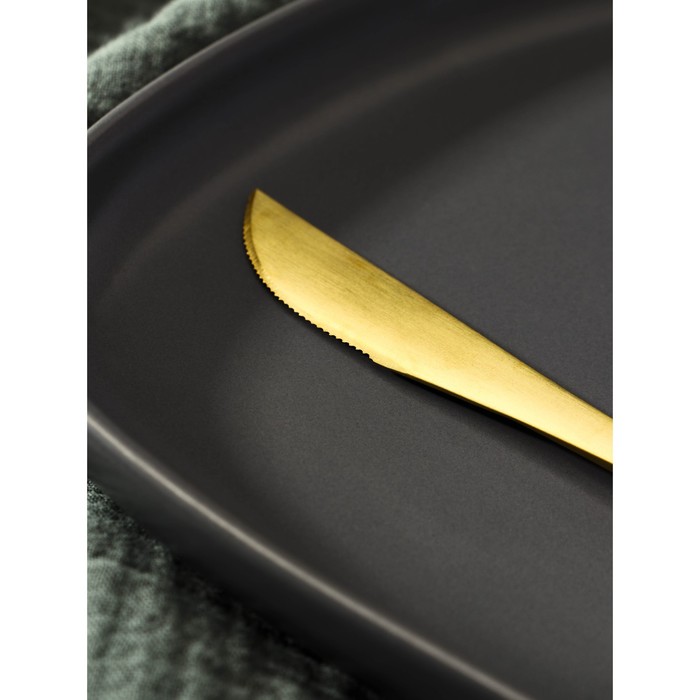 фото Нож столовый из нержавеющей стали magistro «фолк», длина 22 см, цвет золотой