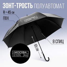 Зонт-трость "Москва", цвет черный, 8 спиц