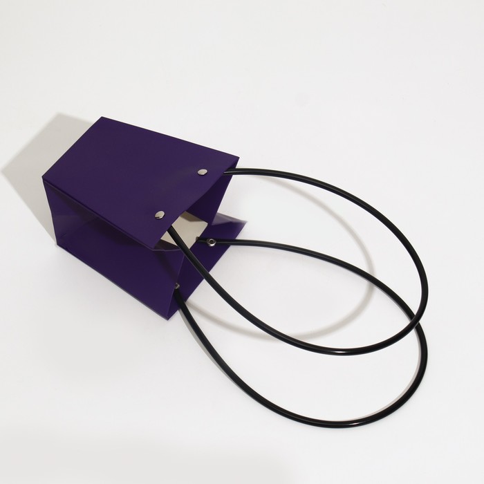 Сумка для цветов фиолетовая влагостойкая, 12x12-8x8-12.5 см