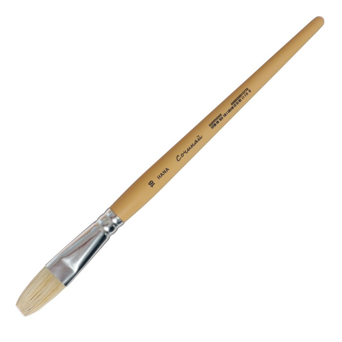 Кисть Щетина плоская, HANA Сочиняй № 18 (длина волоса 27 мм), короткая ручка матовая