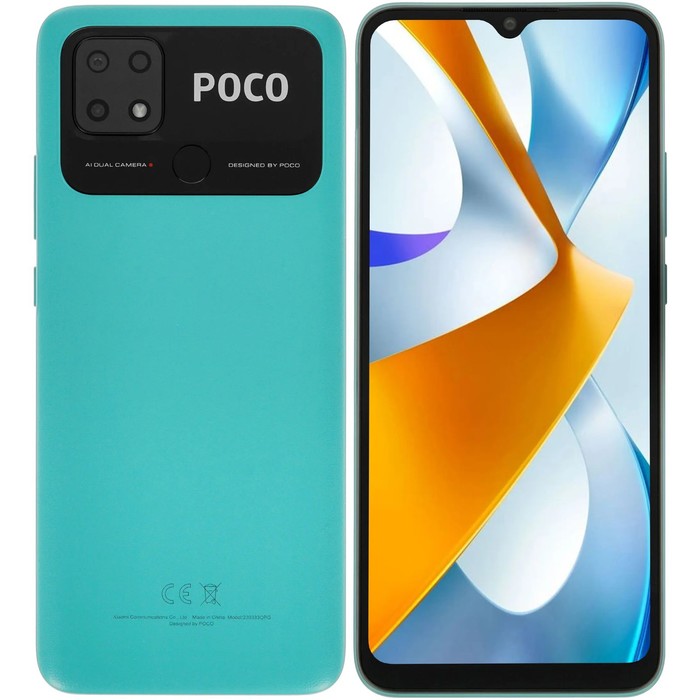 Смартфон Xiaomi POCO C40 RU, 6.71'', IPS, 3 Гб, 32 Гб, 13 Мп, 5 Мп, 6000 мАч, IP52, зеленый