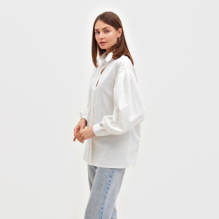 фото Рубашка женская с объёмными рукавами minaku: casual collection цвет белый, р-р 42