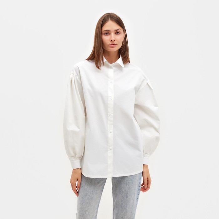 Рубашка женская с объёмными рукавами MINAKU: Casual Collection цвет белый, р-р 44