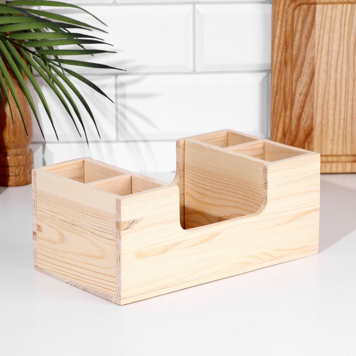 

Подставка "Лодочка" из СОСНЫ, с 4мя отсеками и большим отделом, 14×25×10 см