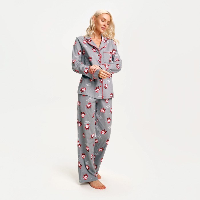 фото Пижама новогодняя женская (рубашка и брюки) kaftan «дед мороз», размер 48-50