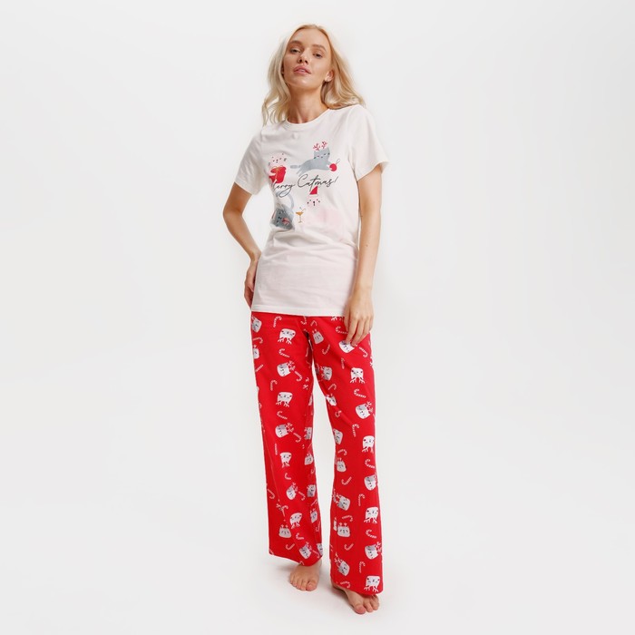 

Пижама новогодняя женская (футболка и брюки) KAFTAN Cats, размер 40-42