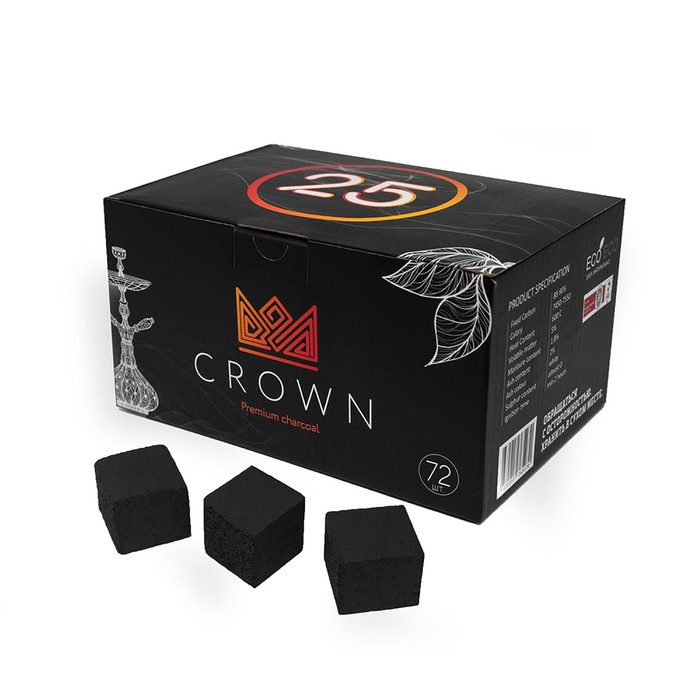 

Уголь для кальяна Crown, 72 кубика, кубик 2.5 х 2.5 см