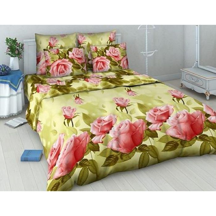 Постельное бельё 2 сп "Василиса: Нежная роза", 215х175см, 220х200см, 70х70см - 2 шт