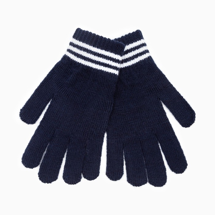 Перчатки одинарные детские, цвет тёмно-синий, размер 16 (9-12 лет) перчатки детские цвет тёмно синий размер 14 4 6 лет