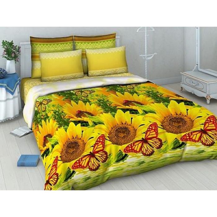 Постельное бельё 2 сп "Василиса: Подсолнухи", 215х175см, 220х200см, 70х70см - 2 шт