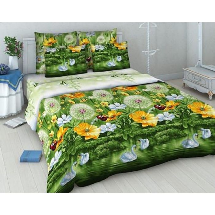Постельное бельё евро Василиса «3D Аура лета», 215х200см, 200х220см, 70х70см - 2 шт