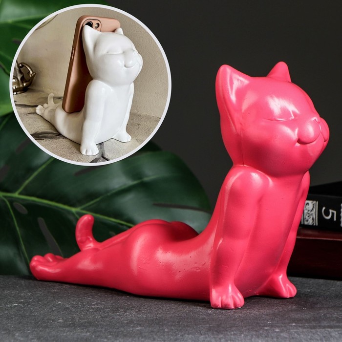 

Фигура "Кот мордой вверх" розовый, 17см