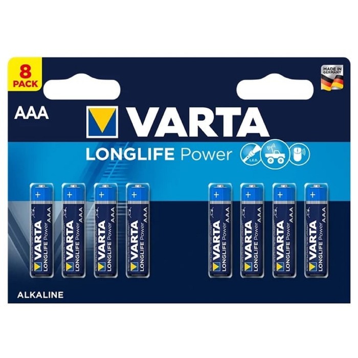 Батарейка алкалиновая Varta LongLife Power, AAA, LR03-8BL, 1.5В, блистер, 8 шт. цена и фото