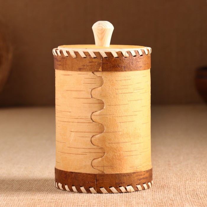 

Туес "Кот с колпаком", 10х10х18 см,береста