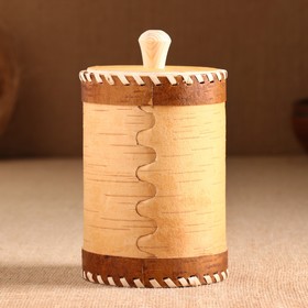 

Туес "Заяц с мешком", 10х10х18 см,береста