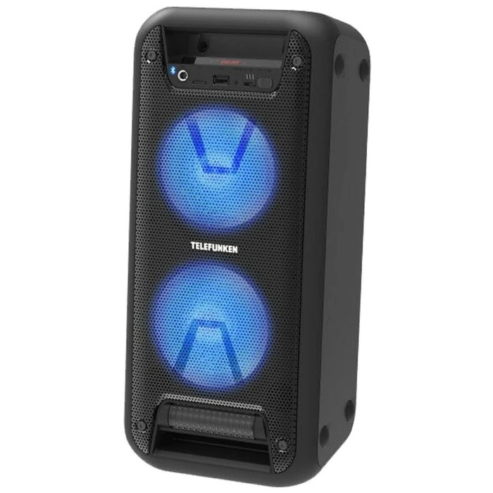 Портативная колонка Telefunken TF-PS2206, 120 Вт, 2400 мАч, FM, BT, microSD, AUX, подсветка