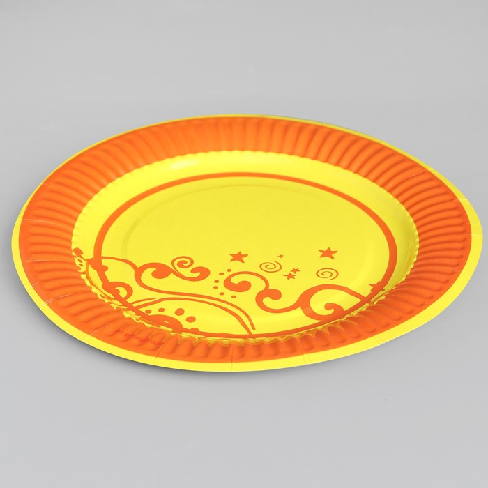 Тарелка одноразовая Оранж ламинированная, картон, 18 см тарелка одноразовая радуга ламинированная картон 18 см