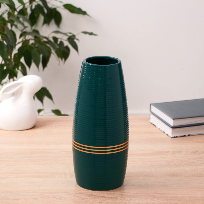 Ваза керамика настольная Иветт 10х26 см, d-6,5 см, зелёный ваза керамика настольная далки d 4 5см h 18х10 см зелёный