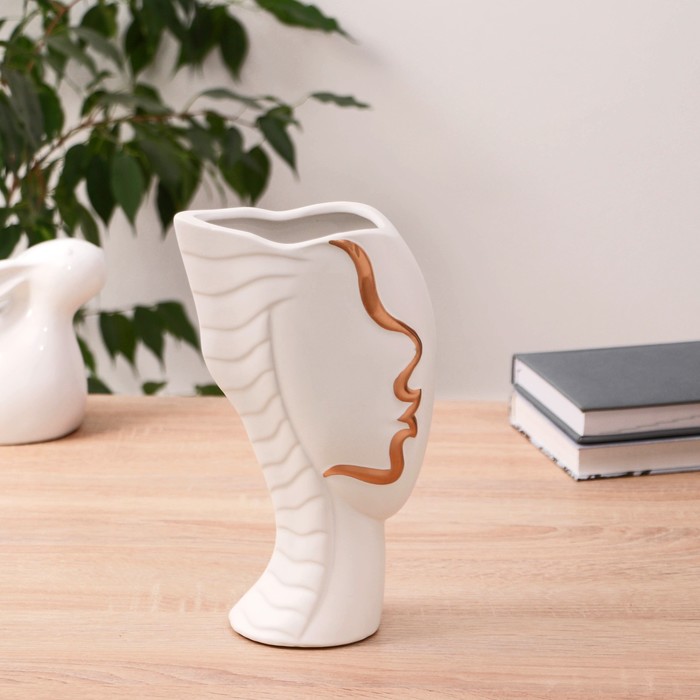 Ваза керамика Профиль 12х23 см, белый ваза книга керамика 16 5 см