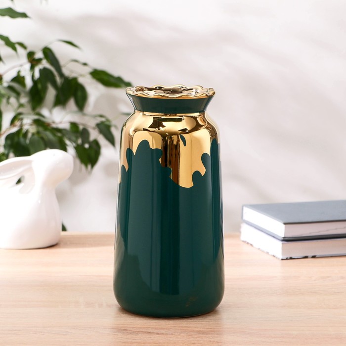 

Ваза керамика настольная "Армида" 11х24 см, зелёный