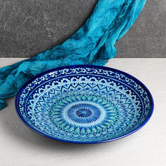 Ляган Риштанская Керамика Узоры, 42 см, ляган риштанская керамика узоры 42 см синий рифлённый