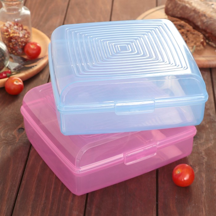 Контейнер пищевой 2 л с крышкой "Сидней", квадратный, цвет МИКС