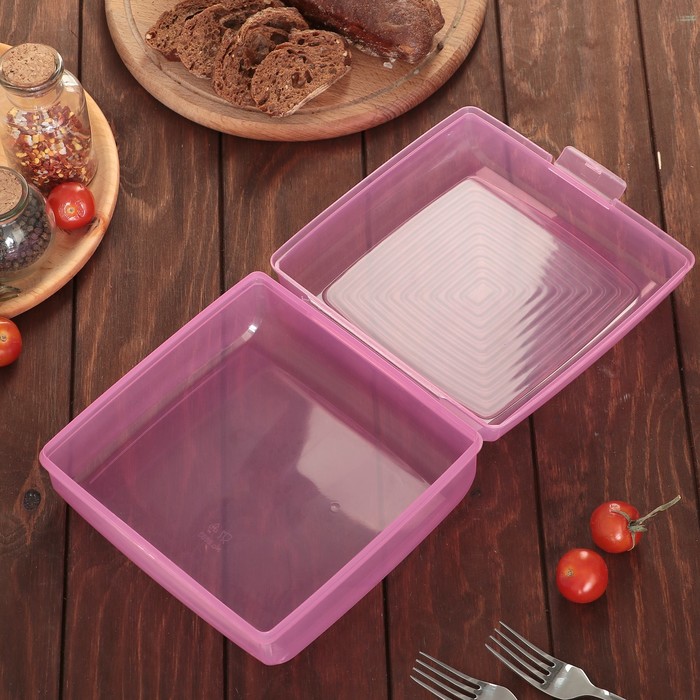 Контейнер пищевой 2 л с крышкой "Сидней", квадратный, цвет МИКС