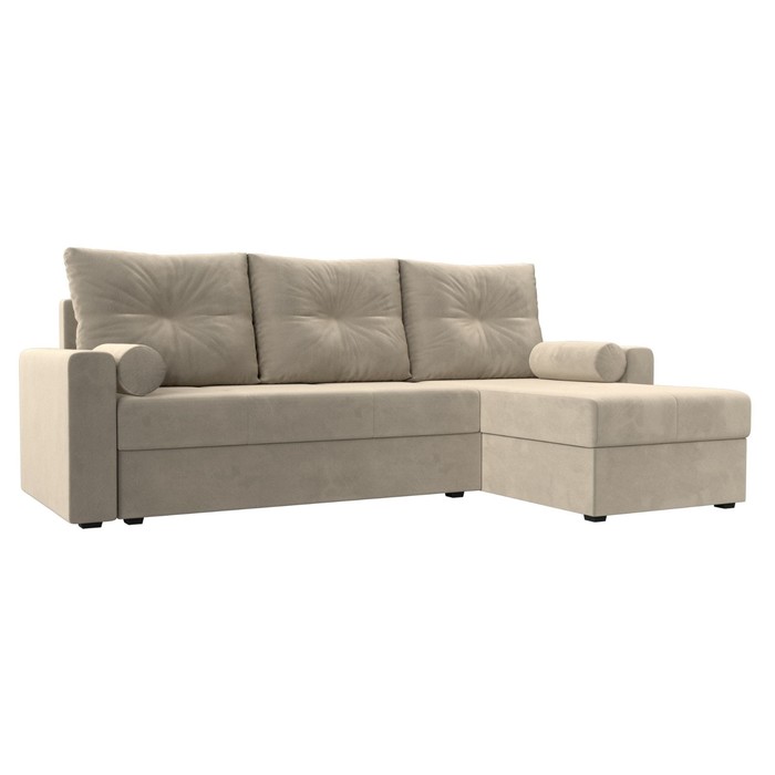 Угловой диван «Верона Лайт», еврокнижка, правый угол, микровельвет, цвет бежевый