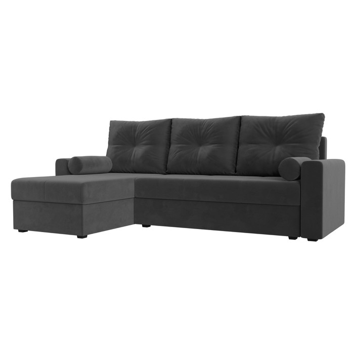 Угловой диван «Верона Лайт», еврокнижка, левый угол, велюр, цвет серый