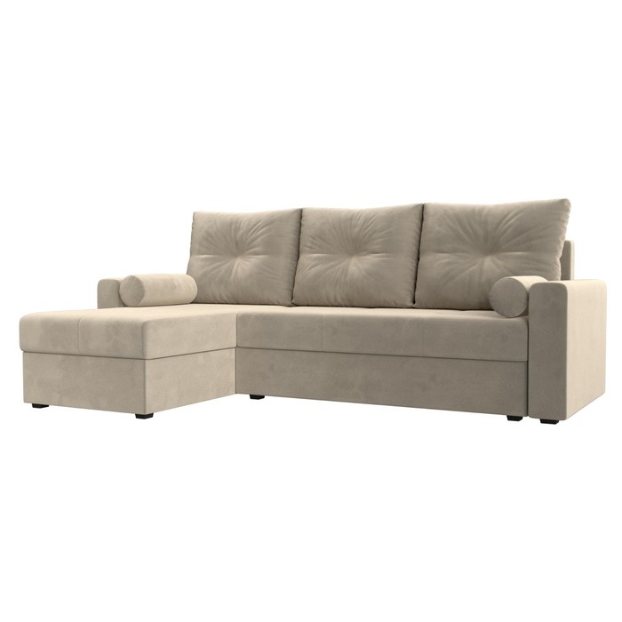 Угловой диван «Верона Лайт», еврокнижка, левый угол, микровельвет, цвет бежевый 