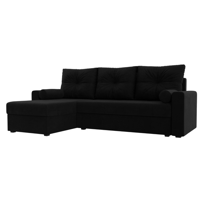 Угловой диван «Верона Лайт», еврокнижка, левый угол, микровельвет, цвет чёрный 