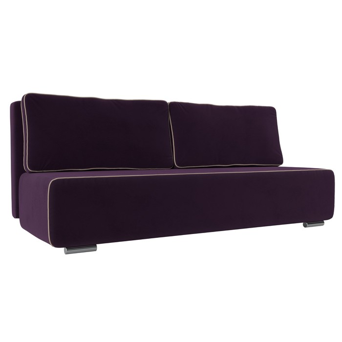 Прямой диван «Уно», еврокнижка, велюр, цвет фиолетовый / кант бежевый прямой диван уно еврокнижка экокожа цвет чёрный кант белый