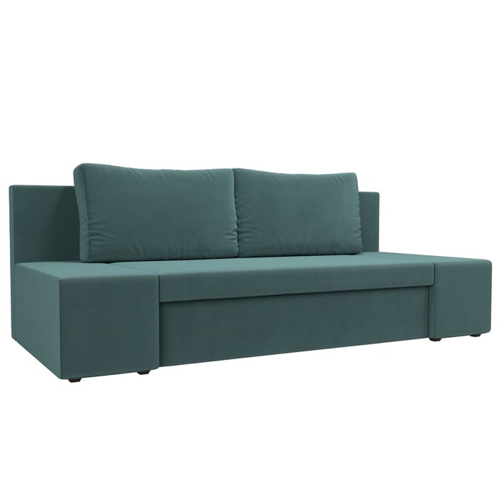 Прямой диван «Сан Марко», еврокнижка, велюр, цвет бирюзовый