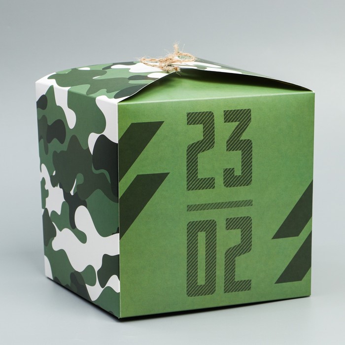 Коробка подарочная складная, упаковка, «23.02», 18 х 18 х 18 см коробка складная 8 марта 18 х 18 х 18 см