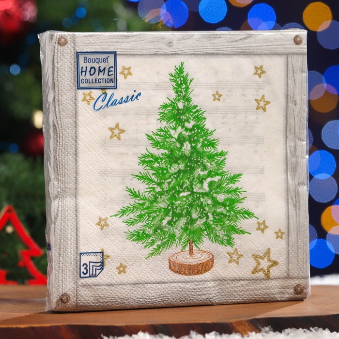 

Салфетки бумажные Home Classic "Новогодняя ель в рамке", 3 слоя,33x33, 20 листов