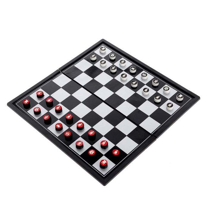 Настольная игра Шашки, шахматы, 2 в 1, в ПАКЕТЕ