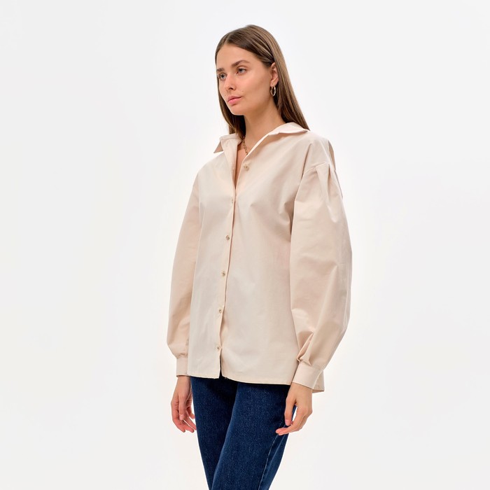 фото Рубашка женская с объёмными рукавами minaku: casual collection цвет молочный, р-р 48