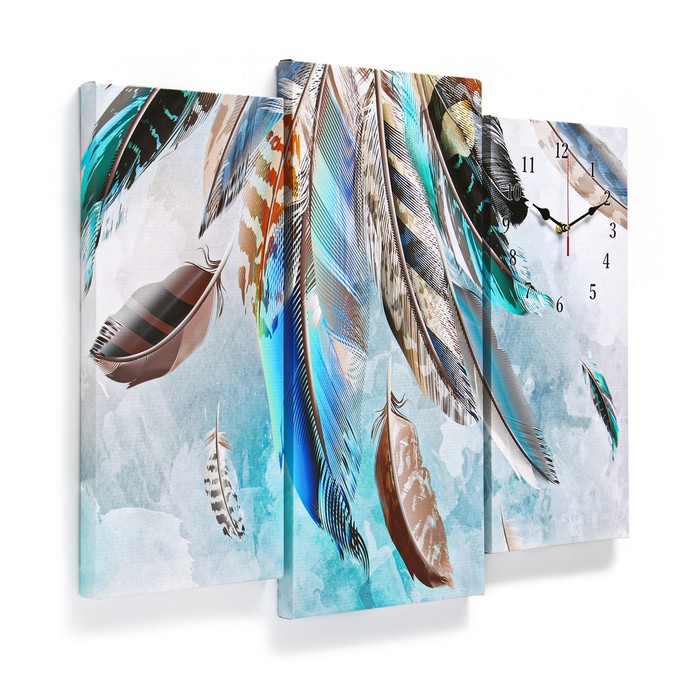 фото Часы настенные модульные, серия: интерьер, "перья", 60 х 80 см
