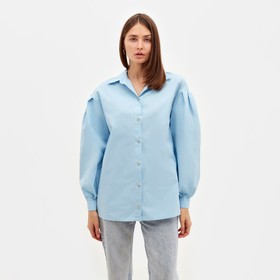 Рубашка женская с объёмными рукавами MINAKU: Casual Collection цвет голубой, р-р 42
