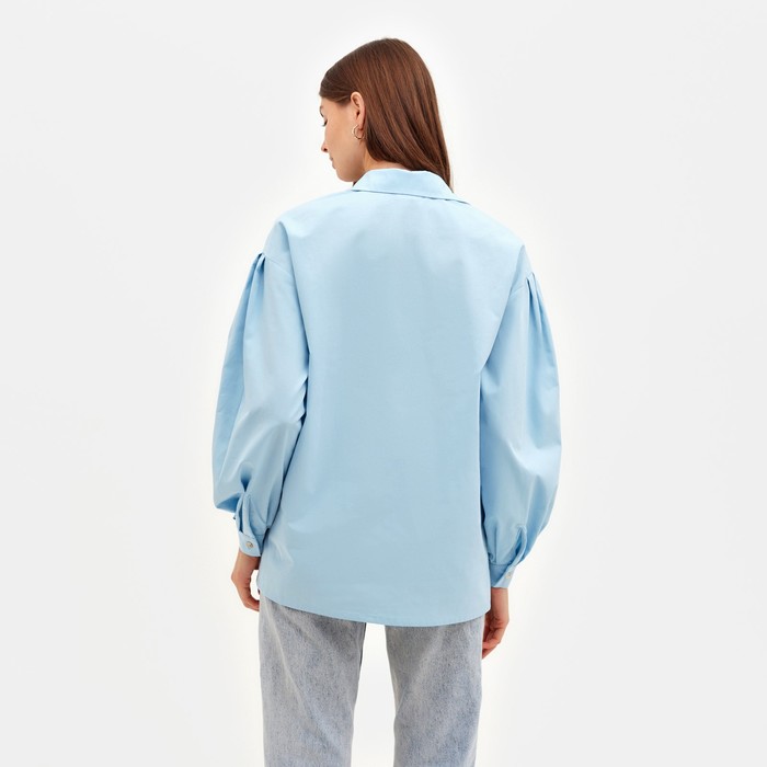 фото Рубашка женская с объёмными рукавами minaku: casual collection цвет голубой, р-р 46