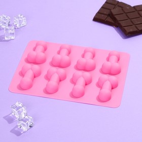 Форма для льда и шоколада «Нежно», силикон, 18.5 х 14.2 х 1.6 см, цвет розовый 18+