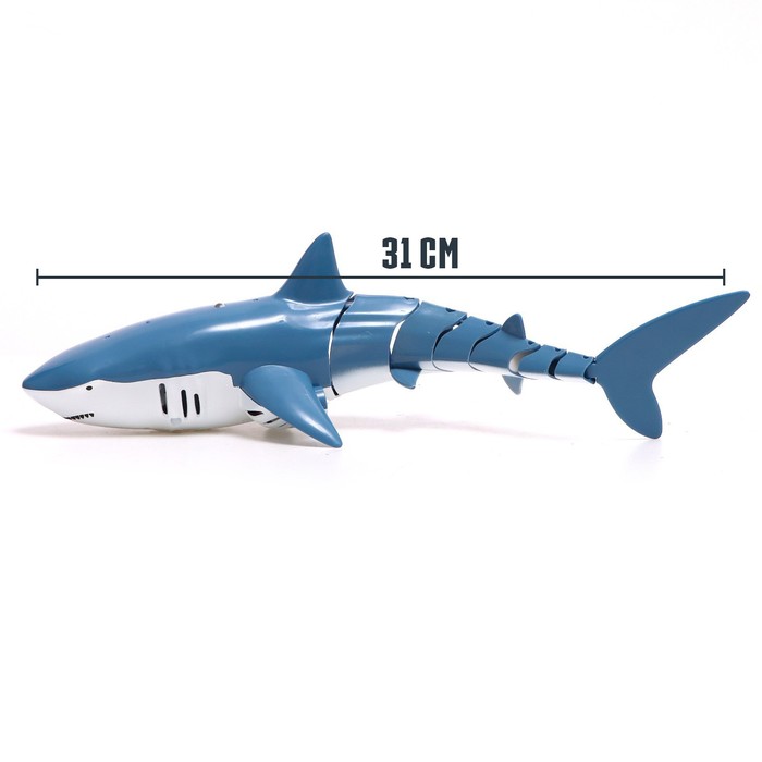 Акула радиоуправляемая "Белая", плавает, брызгает водой, работает от акб, цвет синий