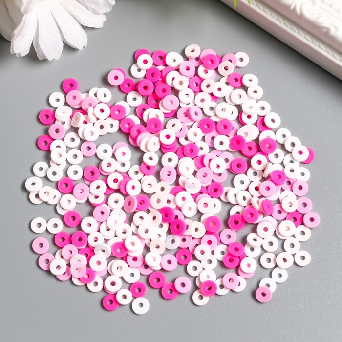 цена Бусины для творчества PVC Колечки розовые набор ≈ 330 шт 0,1х0,6х0,6 см