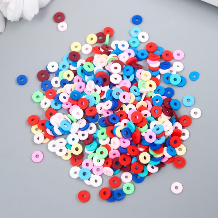 Бусины для творчества PVC Колечки разноцветные набор ≈ 330 шт 0,1х0,6х0,6 см фото