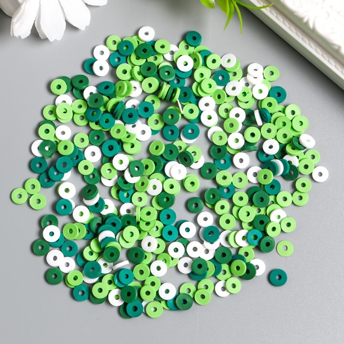 цена Бусины для творчества PVC Колечки зелёные набор ≈ 330 шт 0,1х0,6х0,6 см