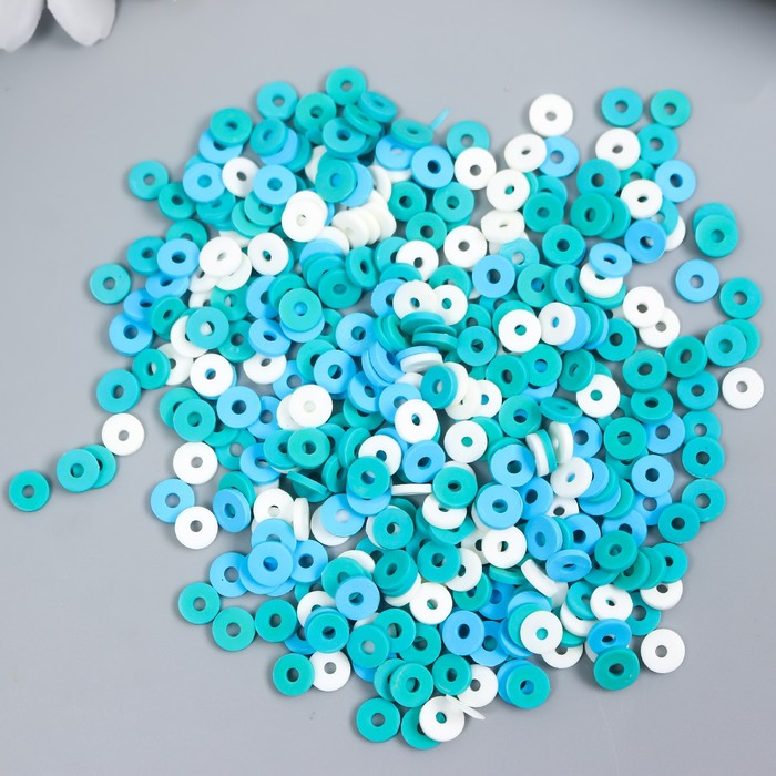 Бусины для творчества PVC Колечки голубые набор ≈ 330 шт 0,1х0,6х0,6 см фото