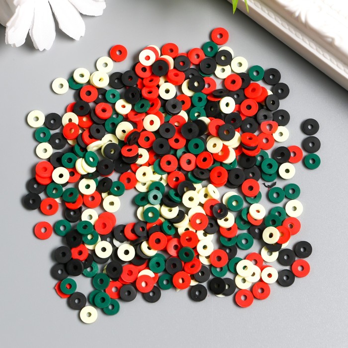 

Бусины для творчества PVC "Колечки жёлто-красные" набор ≈ 330 шт 0,1х0,6х0,6 см