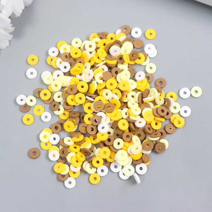 Бусины для творчества PVC Колечки жёлтые набор ≈ 330 шт 0,1х0,6х0,6 см фото