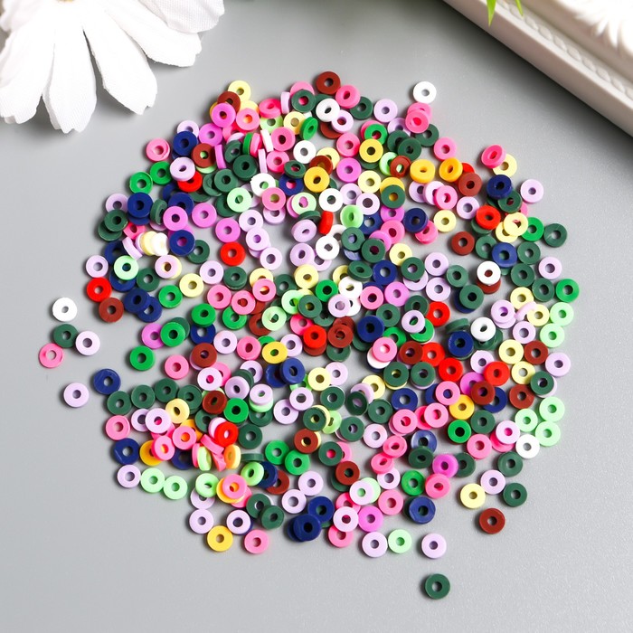 Бусины для творчества PVC Колечки разноцветные набор ≈ 330 шт 0,1х0,4х0,4 см фото